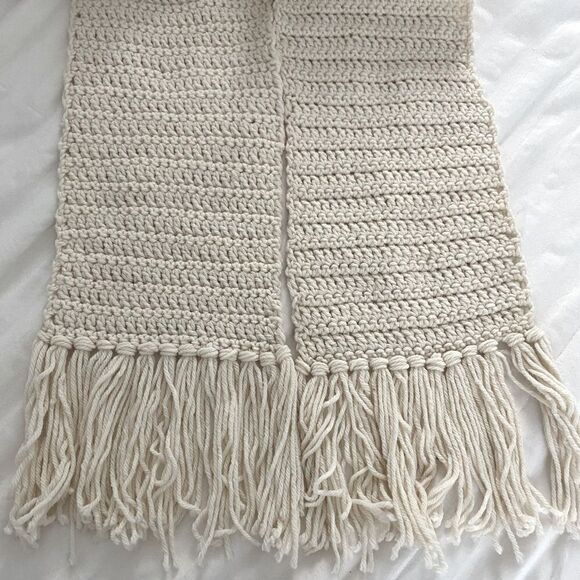 Handmade Crochet 60” 
Scarf neutral Cream Earthy Granola Girl‎ - Picture 3 of 12